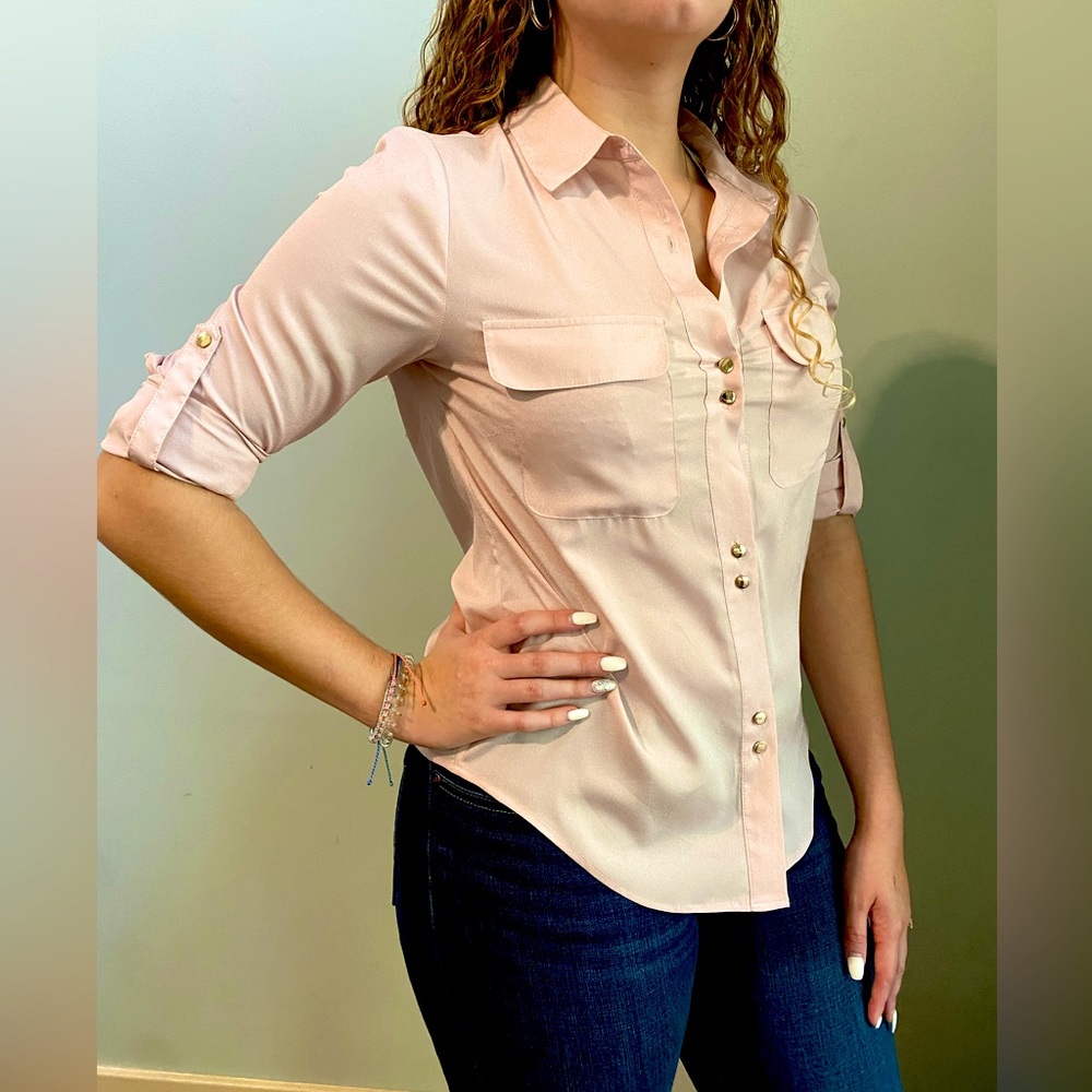 Ballet pink button-up blouse